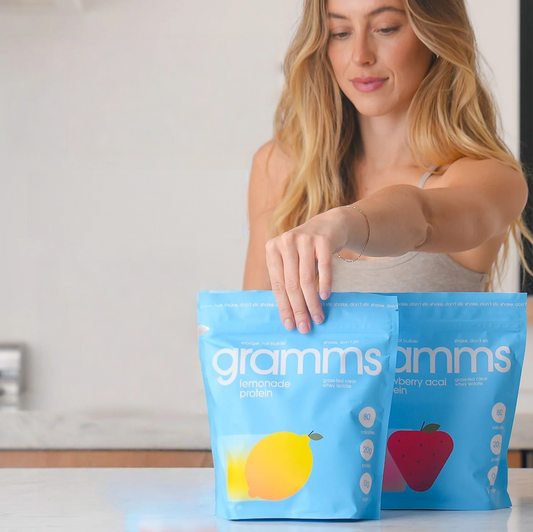 GRAMMS Clear Protein Powder 20G Protein for Women & Men | Grass-Fed Whey Isolate, Zero Sugar, Zero Lactose, Non-Bloating, Non-GMO (36 Servings - Strawberry Acai & Lemonade)